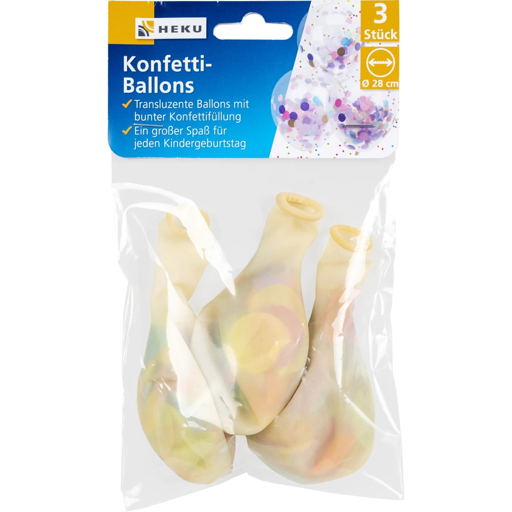 Luftballons Mit Konfetti Füllung, 3 Stück, Transluzent 3 Luftballons Mit Konfetti Füllung, 3 Stück, Transluzent