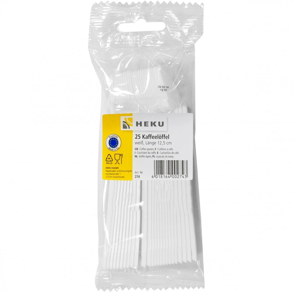 Kaffeelöffel 25 Stück, Weiß, Kunststoff 3 Kaffeelöffel 25 Stück, Weiß, Kunststoff
