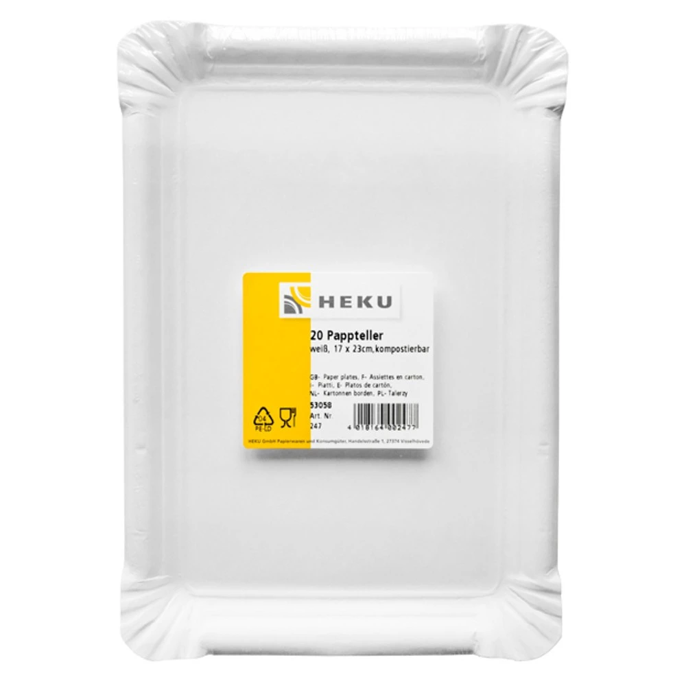 Pappteller 20 Stück Weiß 17 X 23 Cm 3 Pappteller 20 Stück Weiß 17 X 23 Cm