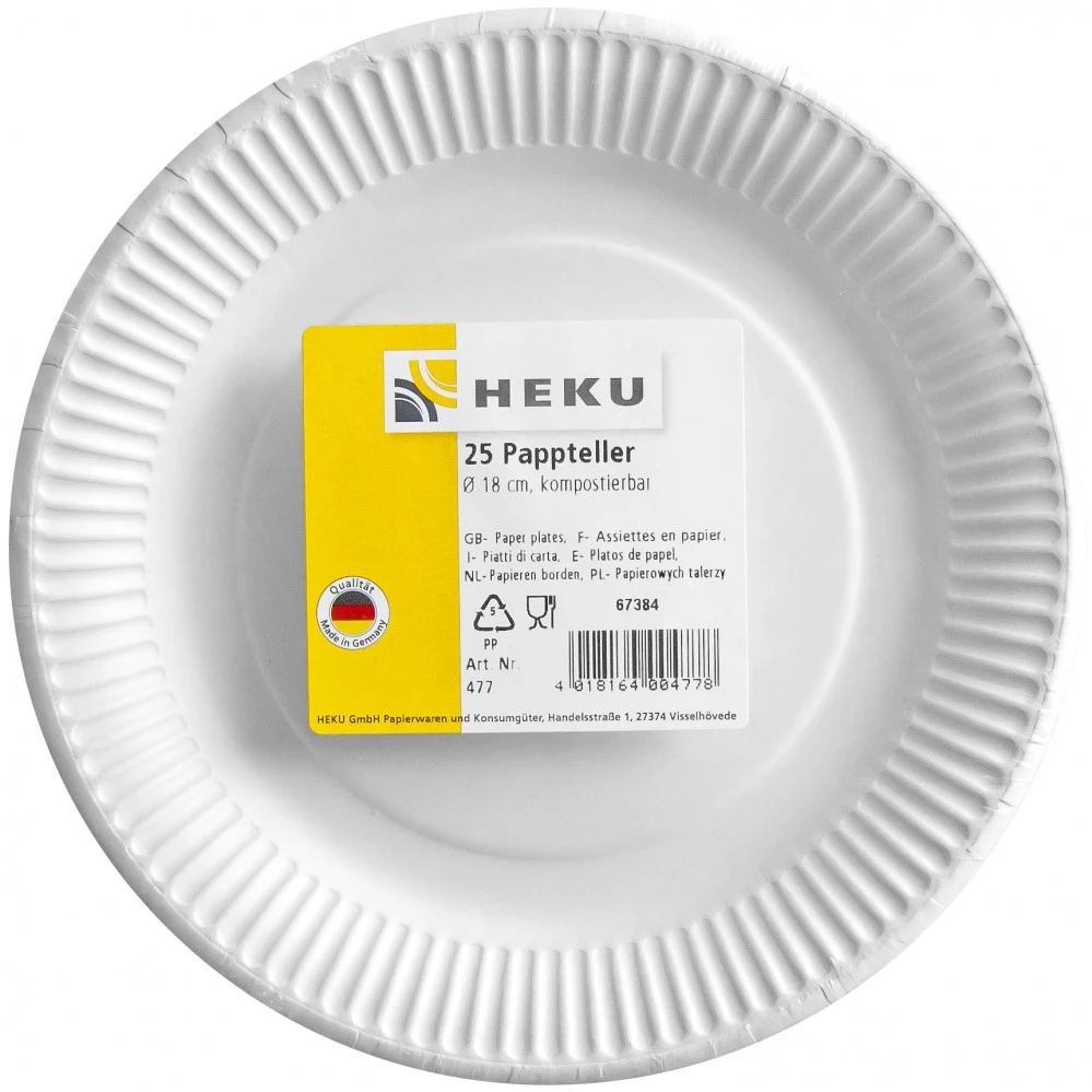 Pappteller Ø 18 Cm 25 Stück Weiß 3 Pappteller Ø 18 Cm 25 Stück Weiß