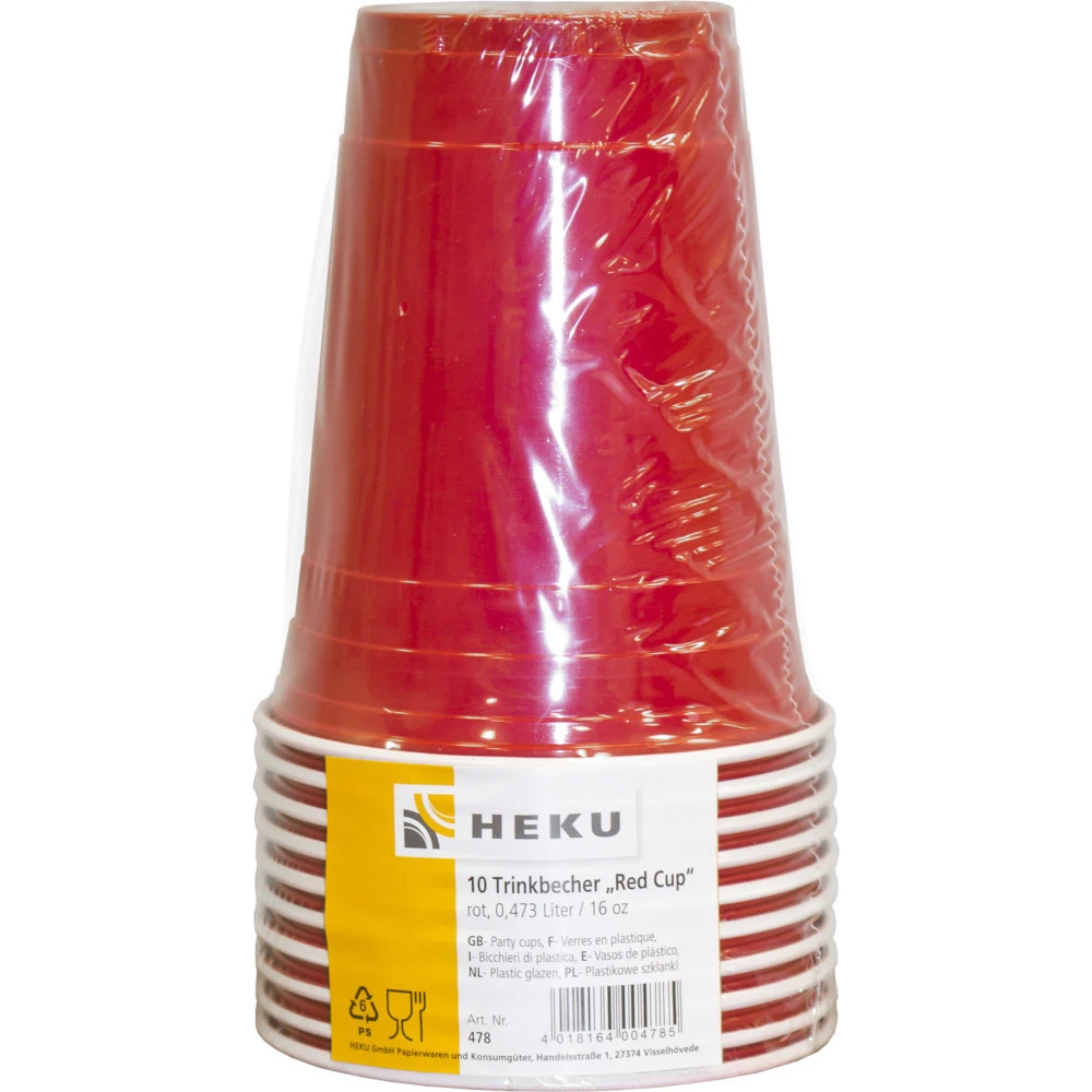 Trinkbecher 0,473 L, 10 Stück, Kunststoff, Rot 3 Trinkbecher 0,473 L, 10 Stück, Kunststoff, Rot