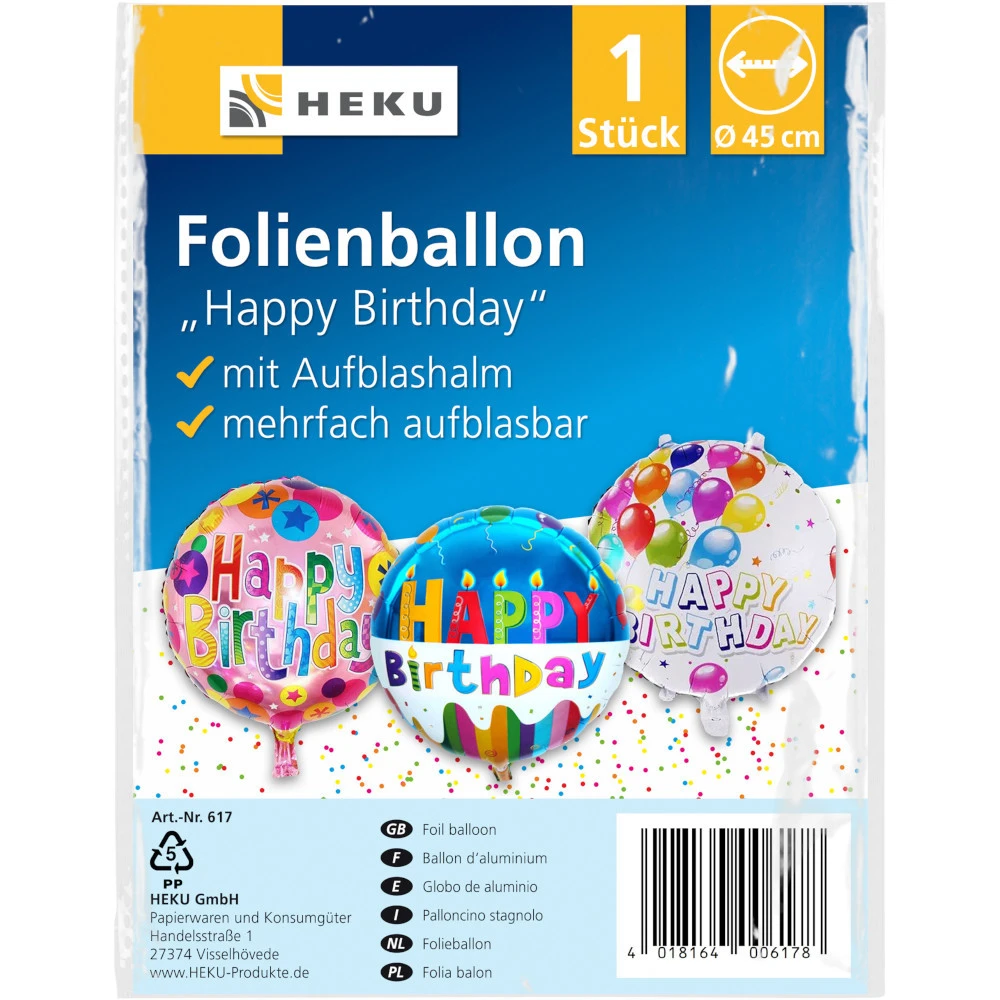 Folienballon Happy Birthday Mit Aufblashalm 3 Folienballon Happy Birthday Mit Aufblashalm