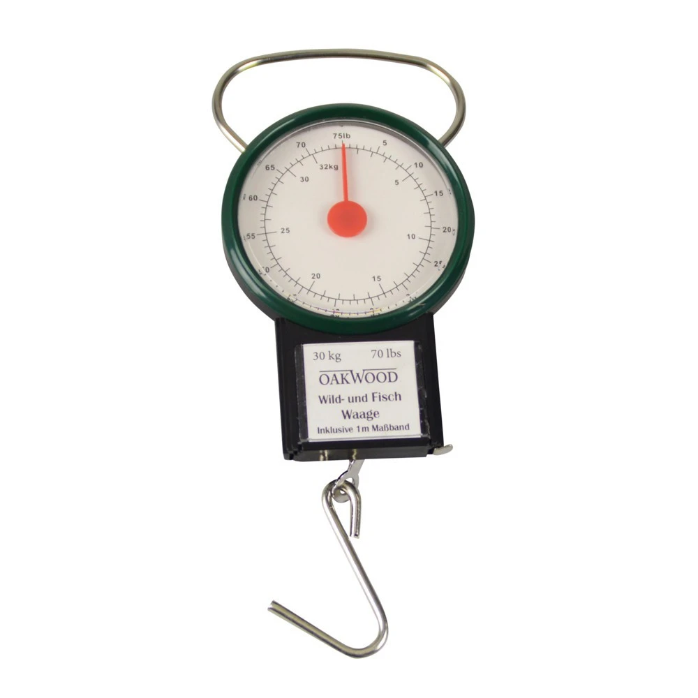 Oakwood Wildwaage 30kg Stahlhaken Maßband Zugwaage Hängewaage Fischwaage 3 Oakwood Wildwaage 30kg Stahlhaken Maßband Zugwaage Hängewaage Fischwaage