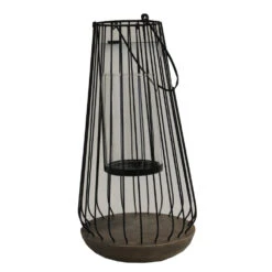 Laterne Mit Glaseinsatz Und Teelichthalter In Schwarz