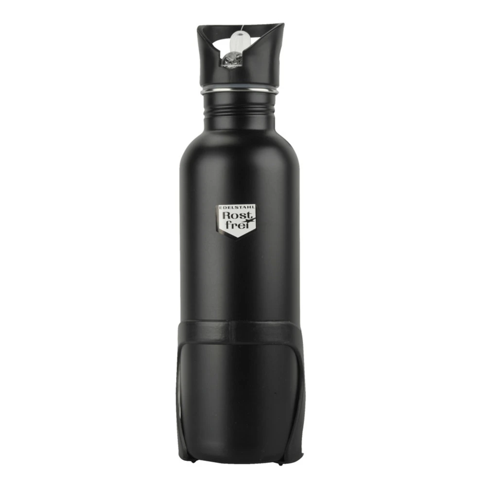 Trinkflasche 750 Ml Aus Edelstahl In Schwarz Mit Halterung 3 Trinkflasche 750 Ml Aus Edelstahl In Schwarz Mit Halterung