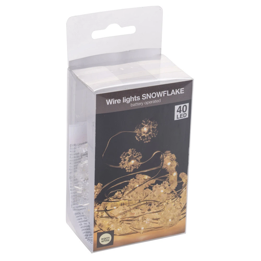 LED-Lichterkette Aus Silberdraht Mit Schneeflockenmotiv Und 40 LEDs 4 LED-Lichterkette Aus Silberdraht Mit Schneeflockenmotiv Und 40 LEDs – Bild 2