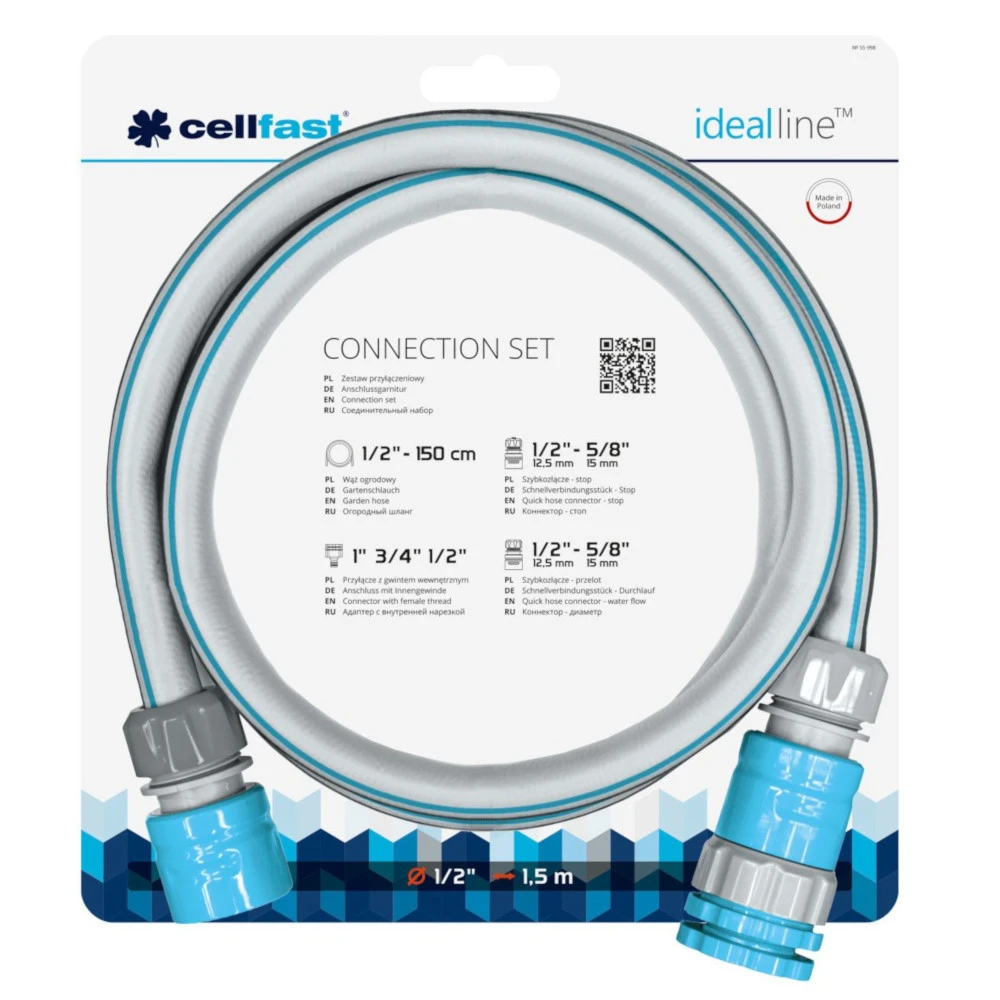 Cellfast Anschlussgarnitur Schlauchwagen 1/2'' 1,5 M Multiflex 4 Cellfast Anschlussgarnitur Schlauchwagen 1/2'' 1,5 M Multiflex – Bild 2