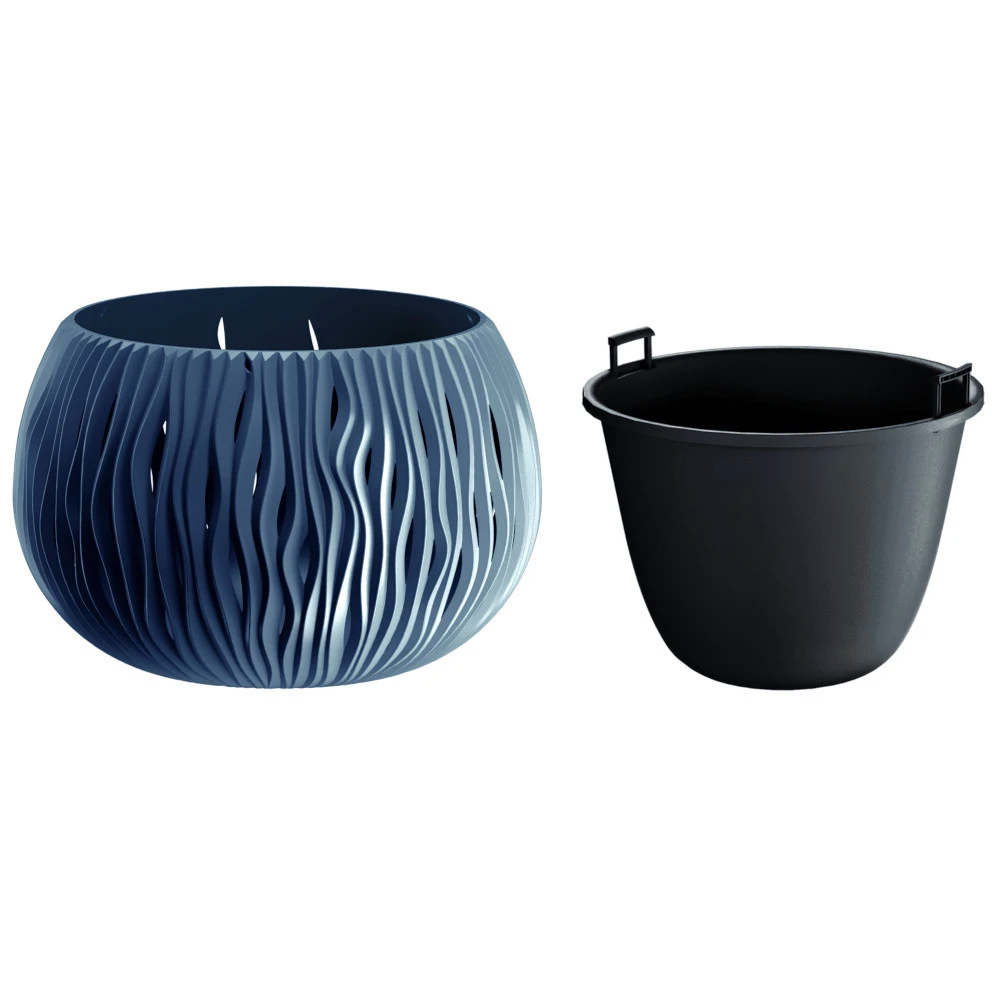 Prosperplast Blumentopf Sandy Bowl Ø 37 Cm In Anthrazit Mit Einsatz 4 Prosperplast Blumentopf Sandy Bowl Ø 37 Cm In Anthrazit Mit Einsatz – Bild 2
