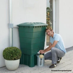 Regentonne Eckig Mit 300 Liter Fassungsvermögen In Grün, Inklusive Deckel Und Auslaufhahn -Prosper Garten Geschaft 2QJNMK0ulGB1JYk 1280x1280