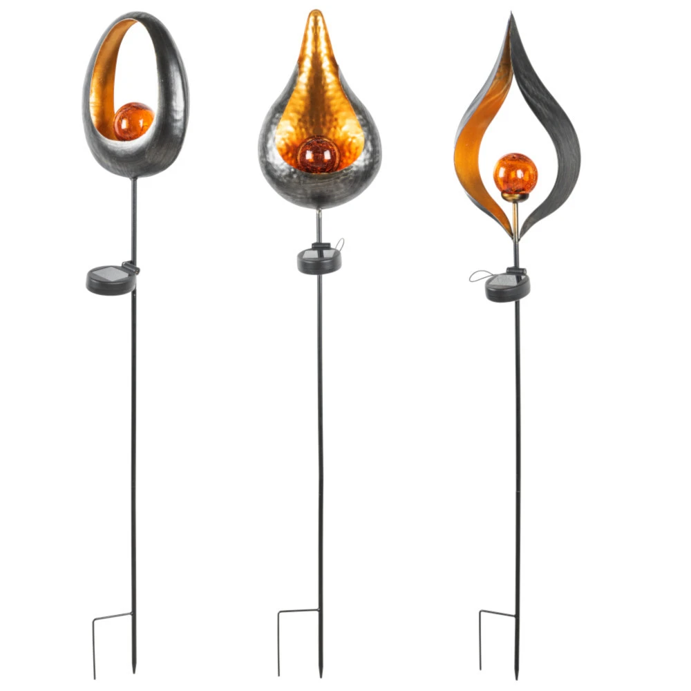 Solar LED-Gartensteckleuchte 93 Cm Flammenförmig Mit Bodenspieß 3 Solar LED-Gartensteckleuchte 93 Cm Flammenförmig Mit Bodenspieß
