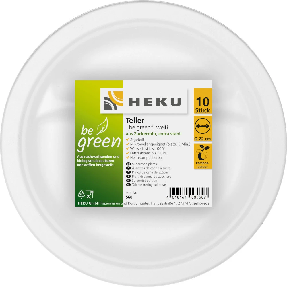 Menüteller 10 Stück 2-geteilt Ø 22 Cm Aus Weißem Zuckerrohr 4 Menüteller 10 Stück 2-geteilt Ø 22 Cm Aus Weißem Zuckerrohr – Bild 2