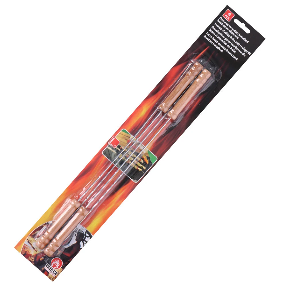 Schaschlikspieße 4 Stück 38,5 Cm Aus Edelstahl Mit Holzgriff 5 Schaschlikspieße 4 Stück 38,5 Cm Aus Edelstahl Mit Holzgriff – Bild 3