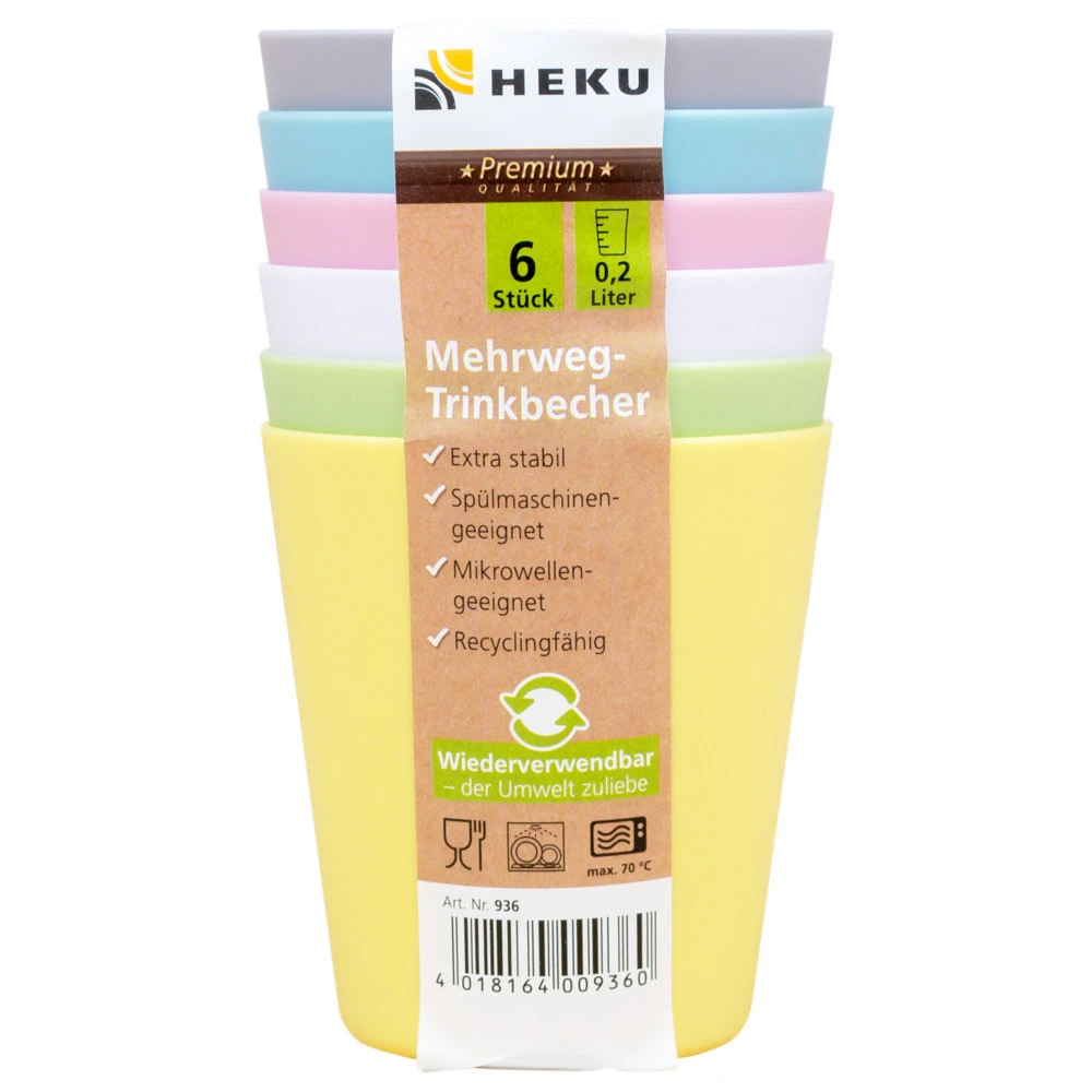 Mehrweg-Trinkbecher 6 Stück Je 200 Ml 3 Mehrweg-Trinkbecher 6 Stück Je 200 Ml