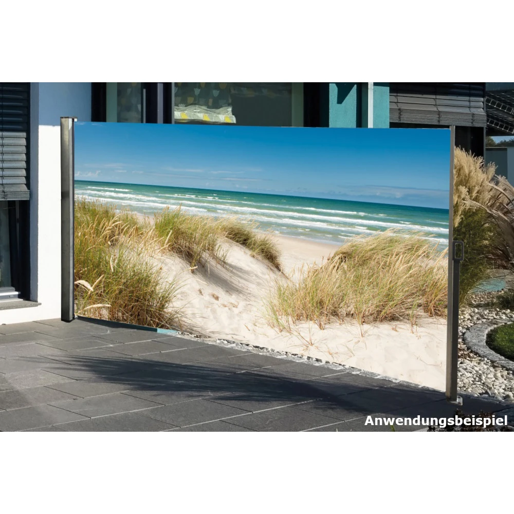 Seitenmarkise 3 X 1,6 M Mit Auszug Rechts Und Fotodruck „Ostsee“ Links 3 Seitenmarkise 3 X 1,6 M Mit Auszug Rechts Und Fotodruck „Ostsee“ Links