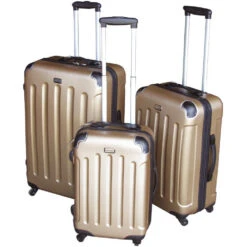 Trolley Set 3-teilig Gold ABS Hartschale Polycarbonat Inklusive Schloss