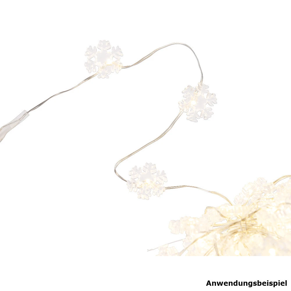 LED-Lichterkette Aus Silberdraht Mit Schneeflockenmotiv Und 40 LEDs 5 LED-Lichterkette Aus Silberdraht Mit Schneeflockenmotiv Und 40 LEDs – Bild 3