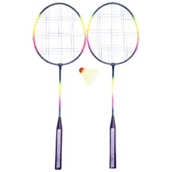 Federballspiel In Lila, 2 Schläger Und Ein Shuttle
