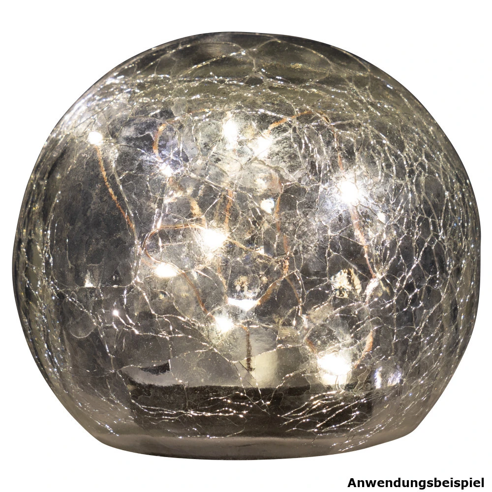 LED-Crashglas Kugel Ø 10 Cm Batteriebetrieben Mit 10 Warmweißen LEDs 5 LED-Crashglas Kugel Ø 10 Cm Batteriebetrieben Mit 10 Warmweißen LEDs – Bild 3