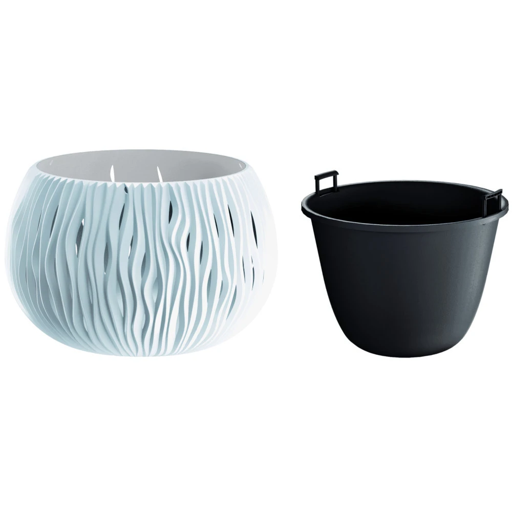 Prosperplast Blumentopf Sandy Bowl Ø 29 Cm In Weiß Mit Einsatz 4 Prosperplast Blumentopf Sandy Bowl Ø 29 Cm In Weiß Mit Einsatz – Bild 2