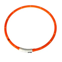 LED Leuchtschlauch Hundehalsband Silikon Orange Kürzbar