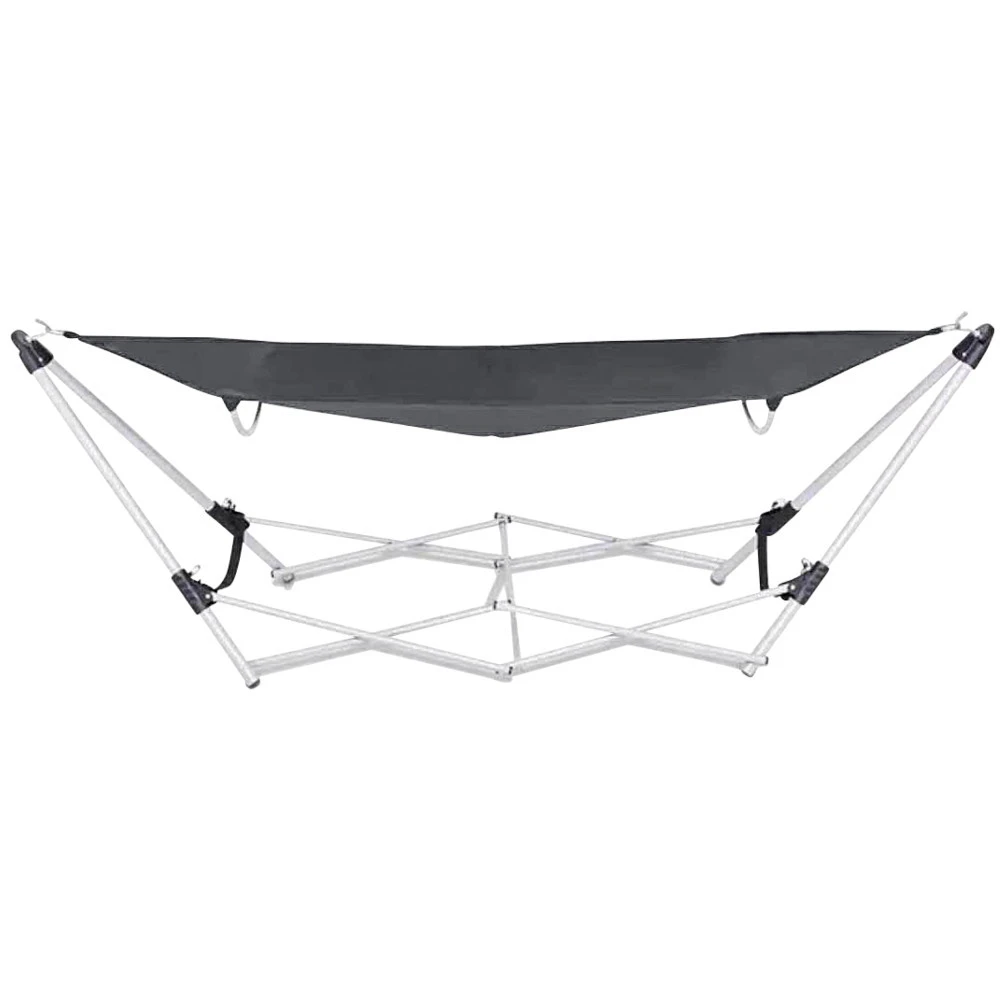 Hängematte Faltbar In Anthrazit Mit Metallgestell Und Tragetasche 4 Hängematte Faltbar In Anthrazit Mit Metallgestell Und Tragetasche – Bild 2