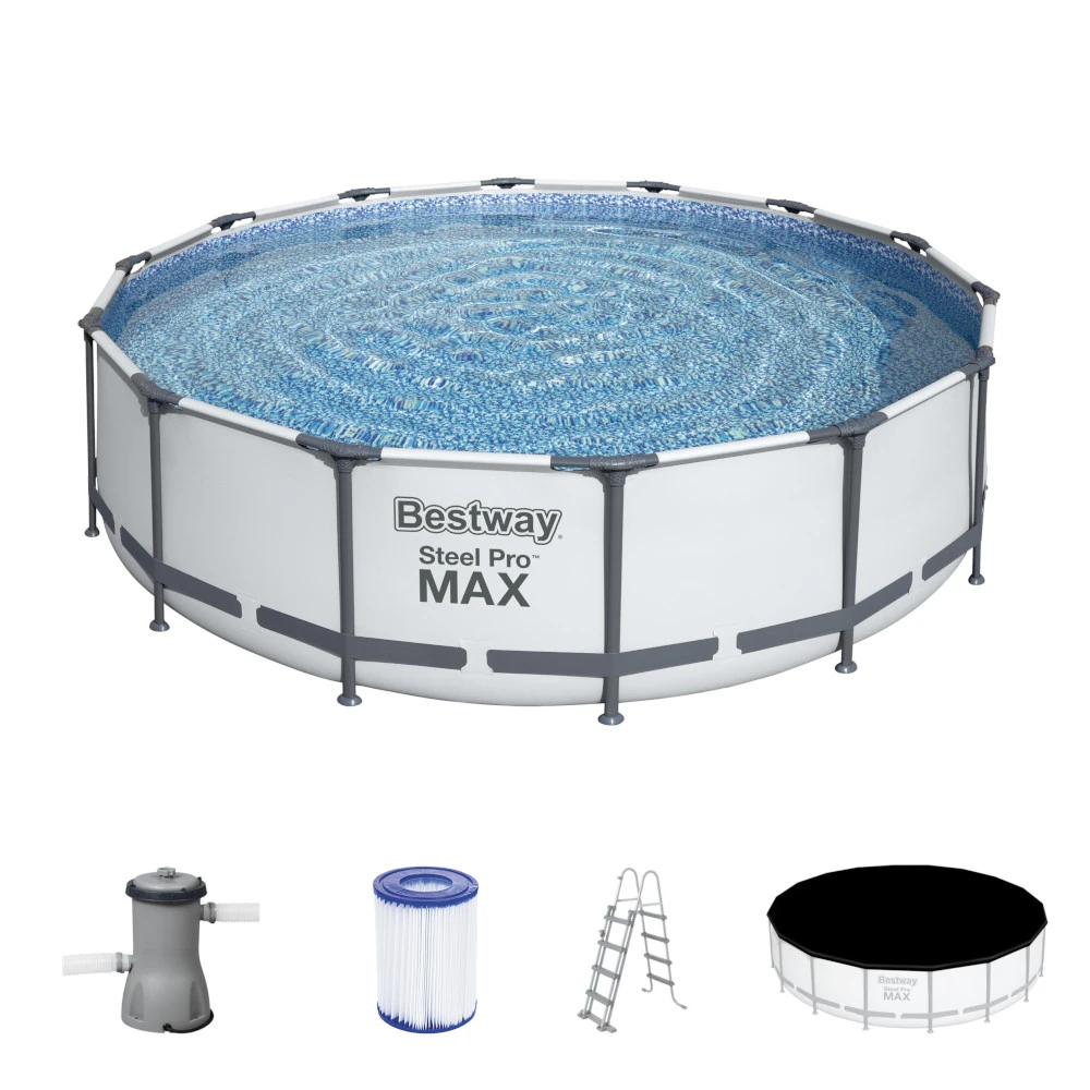 Bestway Steel Pro MAX Frame Pool Ø427x107 Cm Rund Komplett-Set 5-teilig 3 Bestway Steel Pro MAX Frame Pool Ø427x107 Cm Rund Komplett-Set 5-teilig