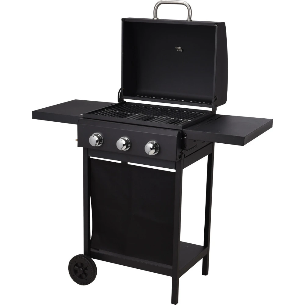 BBQ Gasgrill Mit 3 Brennern Schwarz 5 BBQ Gasgrill Mit 3 Brennern Schwarz – Bild 3