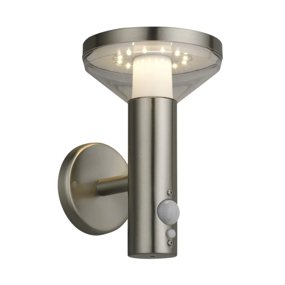 LED-Solarwandleuchte Rund 2 W In Silber Mit Bewegungsmelder 3 LED-Solarwandleuchte Rund 2 W In Silber Mit Bewegungsmelder