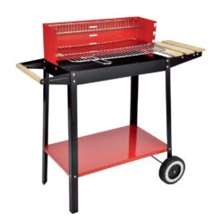 Grillwagen Aus Metall Rot-schwarz Mit 24,2 X 49,5 Cm Grillfläche
