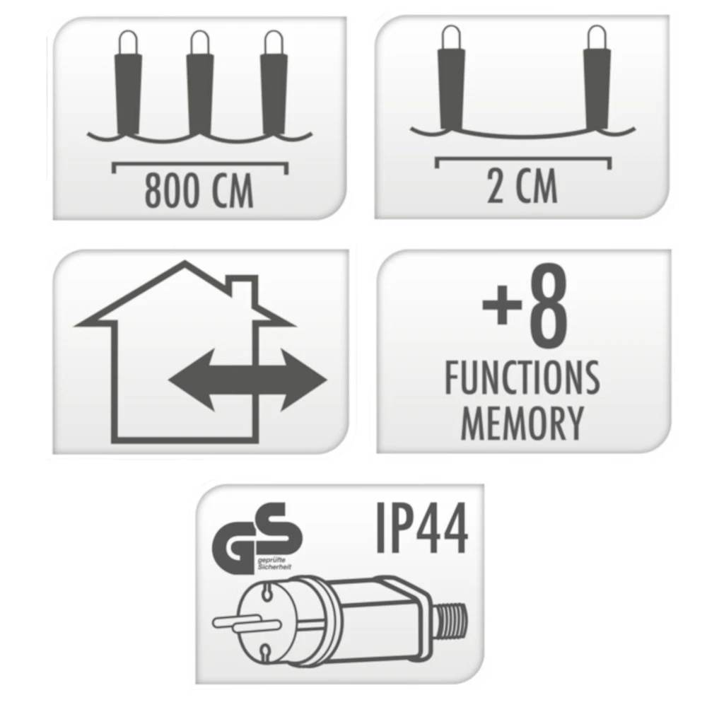 Cluster LED-Lichterkette 11 M Mit 400 LEDs Und 8 Funktionen Warmweiß 4 Cluster LED-Lichterkette 11 M Mit 400 LEDs Und 8 Funktionen Warmweiß – Bild 2