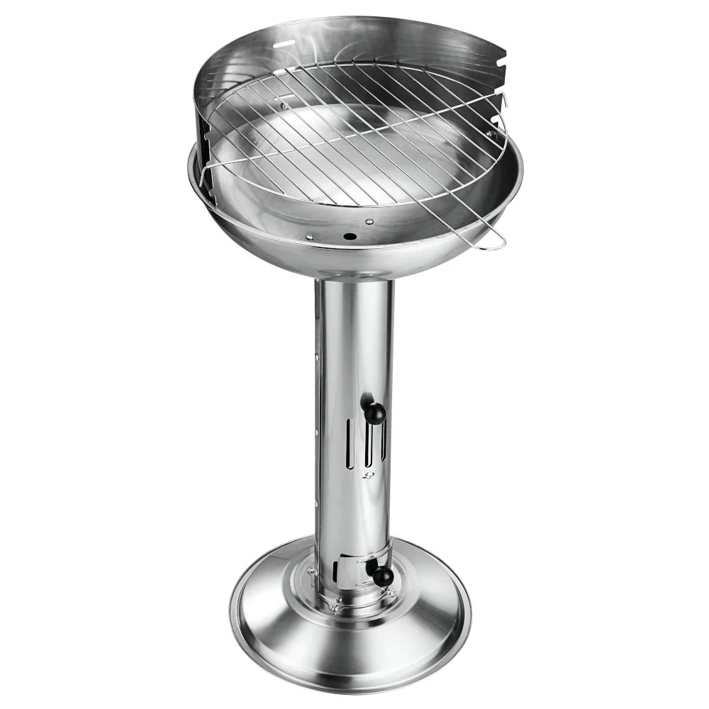 Säulengrill Rund Aus Edelstahl Mit Bodenplatte 3 Säulengrill Rund Aus Edelstahl Mit Bodenplatte