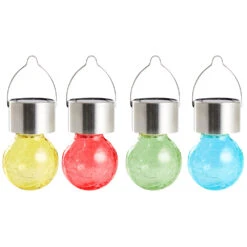 Solar LED-Kugelleuchte Aufhängbar Aus Crushglas