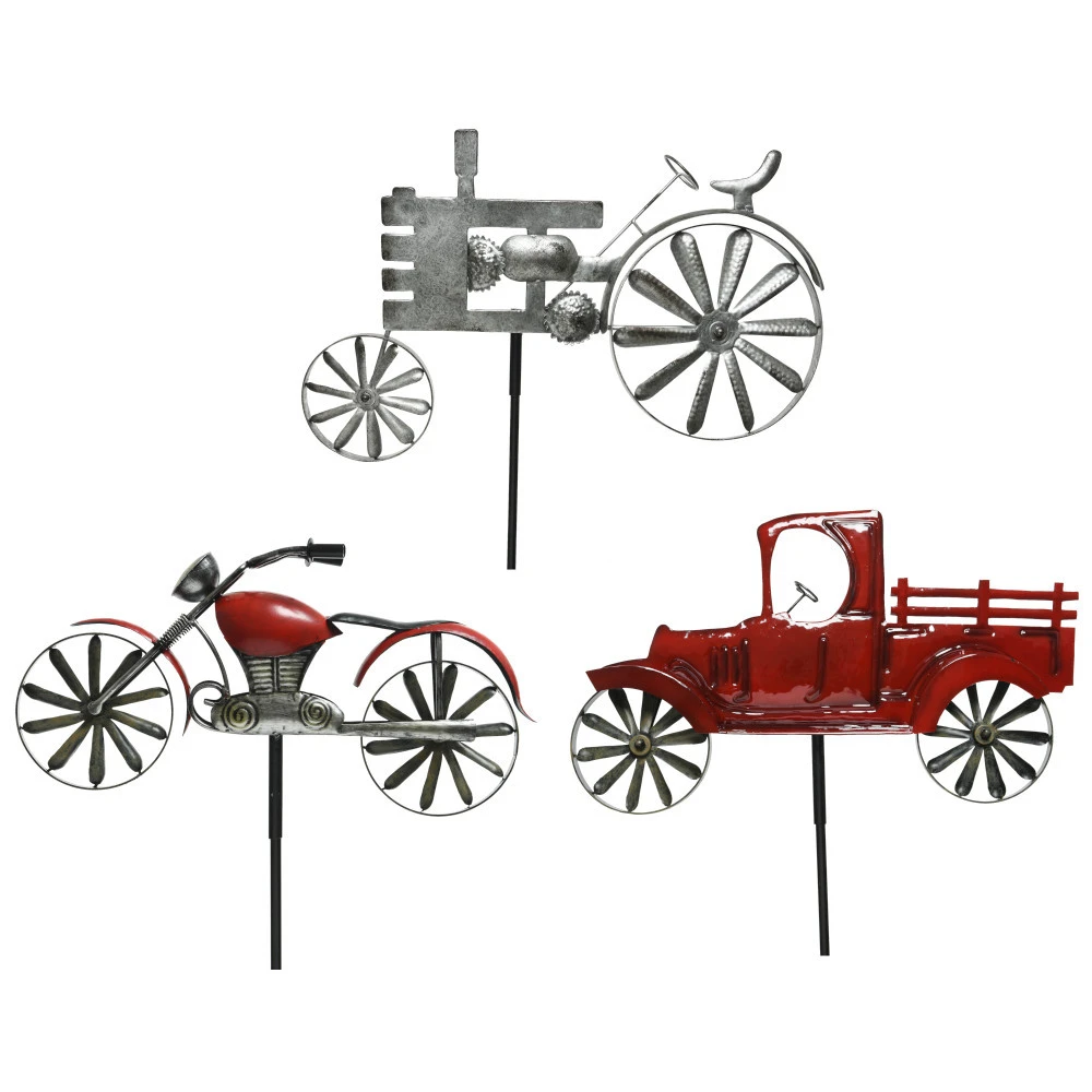 Gartenstecker Windrad 134 Cm Mit Fahrzeugmotiv Und Erdspieß 3 Gartenstecker Windrad 134 Cm Mit Fahrzeugmotiv Und Erdspieß