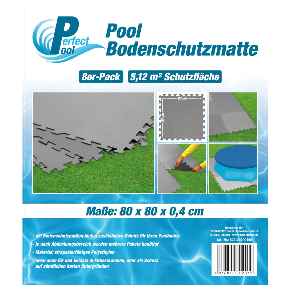 Poolmatten-Set 8 Stück Je 80 X 80 X 0,4 Cm Aus Grauem Polyethylen 4 Poolmatten-Set 8 Stück Je 80 X 80 X 0,4 Cm Aus Grauem Polyethylen – Bild 2