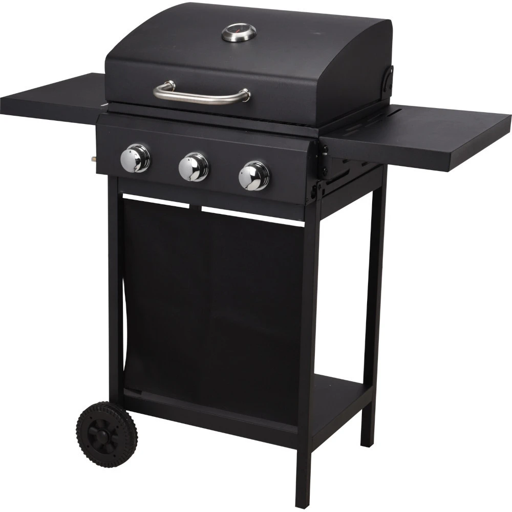 BBQ Gasgrill Mit 3 Brennern Schwarz 4 BBQ Gasgrill Mit 3 Brennern Schwarz – Bild 2