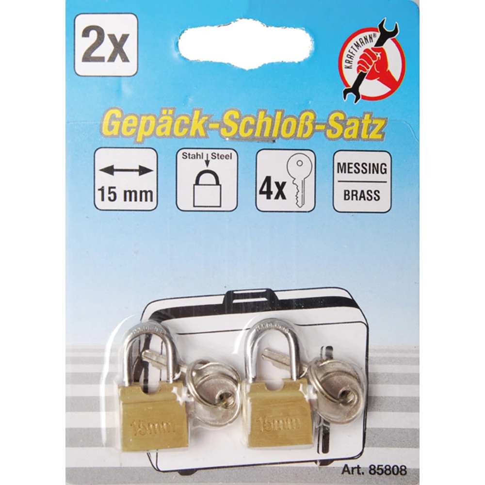 Gepäckschloß-Satz 15 Mm 2tlg. 3 Gepäckschloß-Satz 15 Mm 2tlg.