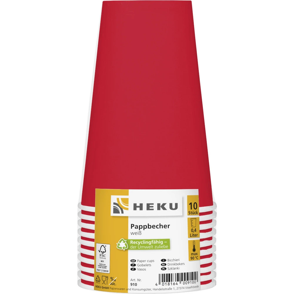 Pappbecher Rot, 10 Stück, 0,473 Liter 3 Pappbecher Rot, 10 Stück, 0,473 Liter