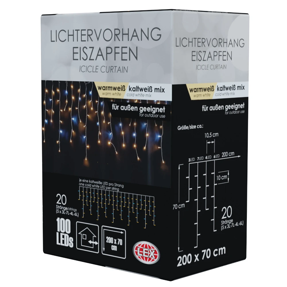 LED-Lichterkette Eiszapfen-Vorhang Mit 100 LEDs 4 LED-Lichterkette Eiszapfen-Vorhang Mit 100 LEDs – Bild 2