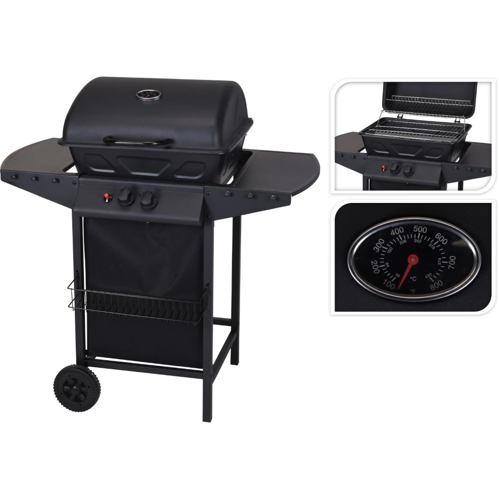 BBQ Gasgrill Mit 2 Brennern Schwarz 3 BBQ Gasgrill Mit 2 Brennern Schwarz